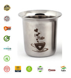 Coconut Stainless Steel Laser Coffee Glass Set of 6 | 18 Gauge Food Grade BPA Free Steel Coffee Tumbler | Laser Engraved Coffee Design | Glass for Tea, Coffee, Milk, Water & Beverages | Durable Mirror Finish | Model - D10 Laser Coffee Glass.