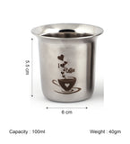 Coconut Stainless Steel Laser Coffee Glass Set of 6 | 18 Gauge Food Grade BPA Free Steel Coffee Tumbler | Laser Engraved Coffee Design | Glass for Tea, Coffee, Milk, Water & Beverages | Durable Mirror Finish | Model - D10 Laser Coffee Glass.