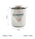 Coconut Stainless Steel Mini Coffee Glass Set | 150ml & 250ml Capacity Options | Heavy Duty 18 Gauge Steel | Food Grade & BPA Free | Mirror Finish Kolga Glass | Ideal for Coffee, Tea, Milk, Water, Juice & Beverages | Model D11.