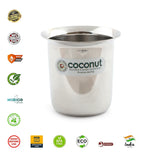 Coconut Stainless Steel Mini Coffee Glass Set | 150ml & 250ml Capacity Options | Heavy Duty 18 Gauge Steel | Food Grade & BPA Free | Mirror Finish Kolga Glass | Ideal for Coffee, Tea, Milk, Water, Juice & Beverages | Model D11.