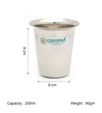 Coconut Stainless Steel Mini Coffee Glass Set of 6 | Available in 100ml, 150ml & 200ml | 18 Gauge Food Grade Stainless Steel | BPA Free, Rust Proof & Durable | For Tea, Coffee, Milk, Water & Juice | Model D13.