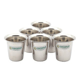 Coconut Stainless Steel Mini Coffee Glass Set of 6 | Available in 100ml, 150ml & 200ml | 18 Gauge Food Grade Stainless Steel | BPA Free, Rust Proof & Durable | For Tea, Coffee, Milk, Water & Juice | Model D13.
