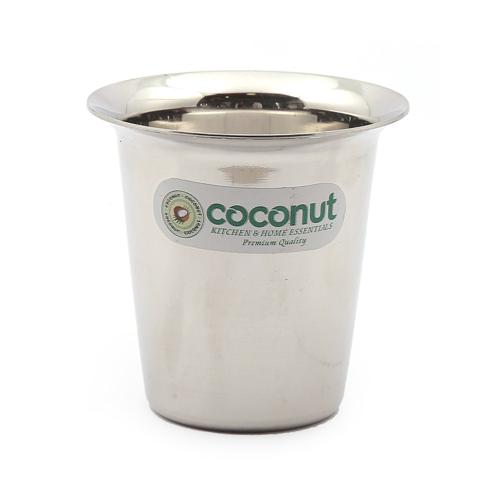 Coconut Stainless Steel Mini Coffee Glass Set of 6 | Available in 100ml, 150ml & 200ml | 18 Gauge Food Grade Stainless Steel | BPA Free, Rust Proof & Durable | For Tea, Coffee, Milk, Water & Juice | Model D13.