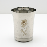 Coconut Stainless Steel Flora Laser Finish Glass Set of 6 | 250ml Capacity | Heavy Gauge Food Grade Stainless Steel Drinking Glasses | BPA Free, Rust Resistant & Durable | Water, Juice, Lemonade & Beverages | Model D16 Flora.