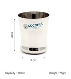 Coconut Stainless Steel Junior Glass Set of 6 (130ml Each) | Heavy Gauge Food Grade BPA Free Steel Drinking Tumbler | Mirror Finish Water, Milk, Juice & Beverage Glass for Kids and Daily Use | Durable & Rust Proof | Model - D5 Junior Glass.