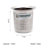Coconut Stainless Steel Mini Coffee Glasses Set of 6 | Available in 100ml, 130ml & 150ml Capacity | Heavy Gauge Steel Tumbler | Food Grade, BPA Free, Rust Proof | Tea, Coffee, Water, Juice & Milk Serving Glasses | Model D8 Junior.