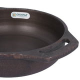 Coconut cast iron flat kadai - pre seasoned with 100% vegetable oil with natural oven heated golden finish, food grade , smooth surface ready to use
