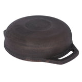 Coconut cast iron flat kadai - pre seasoned with 100% vegetable oil with natural oven heated golden finish, food grade , smooth surface ready to use