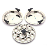 Coconut Stainless Steel Triply Idli Cooker - Glass Lid, Steamer Plate, Heavy Gauge, Thick bottom, Mirror finish, Induction and Gas Stove Based, Sandwich Bottom / Triply Bottom / Idli Cooker with Steamer, Model - Multipurpose Steamer (20 Idlies) with combo