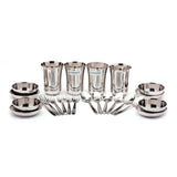 Coconut Stainless Steel Heavy Guage Mirror Finish Dinner Set/Dinnerware & Serveware - 32 Pc (Food Grade)