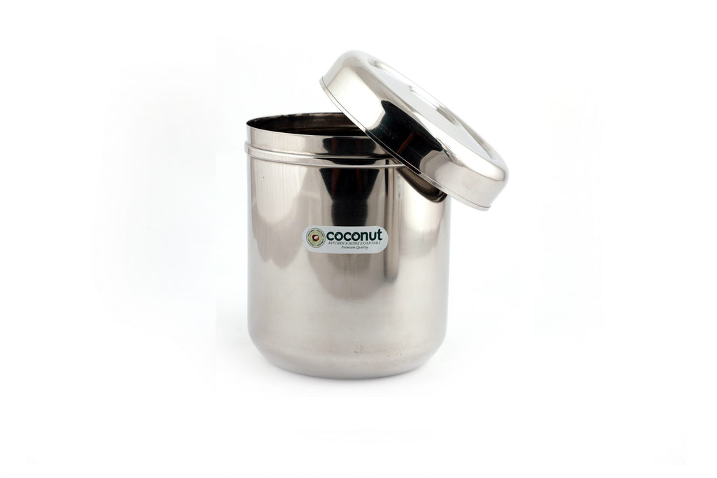 Coconut Stainless Steel Curve Deep Dabba/Container/Storage/Canister - Set of 1 (1500 ML)
