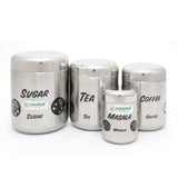 Coconut Stainless Steel Jumbo Matt -Tea / Coffee / Sugar / Masala Containers - Set of 4, Spice box, Masala Containers, Storage Box, Pots, Dabba, Food Safe, Jointless, Heavy, Model - E11 Jumbo TCSM