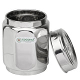 Coconut Stainless Steel Sunflower Container with C-thru Lid - Airtight, Heavy Gauge, Joinless, Mirror Finish, Food safe, Container for Storage / Deep Dabba / Vertical Canister / Multipurpose storage box, Model - E17 Sunflower