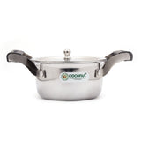 Coconut Stainless Steel Nano Stockpot 400 ml with Lid & Side Handles | Mini Casserole / Stock Pot | Heavy Gauge Food Grade Steel | Mirror Finish | Rust Proof | Easy to Clean | For Heating, Serving & Small Cooking.