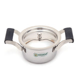 Coconut Stainless Steel Nano Stockpot 400 ml with Lid & Side Handles | Mini Casserole / Stock Pot | Heavy Gauge Food Grade Steel | Mirror Finish | Rust Proof | Easy to Clean | For Heating, Serving & Small Cooking.