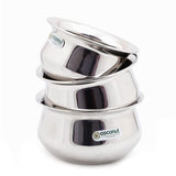 Coconut Stainless Steel Festival Handi for cook n serve - Set of 3