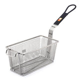 KCL Stainless-Steel Deep-Frying Basket with Long Heat-Resistant Handle | Commercial Grade Rectangular Mesh Strainer for French Fries, Snacks & Pakoras | Heavy-Duty Wire Food Fritter Colander.