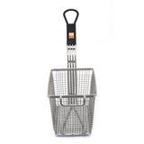 KCL Stainless-Steel Deep-Frying Basket with Long Heat-Resistant Handle | Commercial Grade Rectangular Mesh Strainer for French Fries, Snacks & Pakoras | Heavy-Duty Wire Food Fritter Colander.