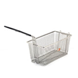 KCL Stainless-Steel Deep-Frying Basket with Long Heat-Resistant Handle | Commercial Grade Rectangular Mesh Strainer for French Fries, Snacks & Pakoras | Heavy-Duty Wire Food Fritter Colander.