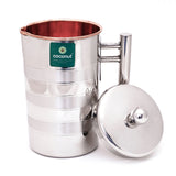 Coconut Stainless Steel & Copper Jug -  1500ml Capacity | Easy Pour | Food Grade | Copper Jug | Water Container | Water Pitcher | Model - Globus ST Jug