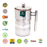 Coconut Globus ST Copper Jug 1500ml | Stainless Steel Outer & Copper Inner Water Jug with Lid & Handle | Water Pitcher for Water, Juice & Lemonade | Food Grade, BPA Free, Rust Proof | Easy Pour Copper Water Container.