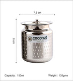 Coconut Stainless Steel Shower Design Ghee Pot with Lid (GP-05) | Heavy Gauge Mirror Finish Ghee Dhani, Oil Dispenser, Ghee Storage Container, Pickle Jar & Multipurpose Bharani for Kitchen & Dining Use | 1 Piece.