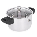 Coconut Stainless Steel - EZY Milk Boiler with Glass Lid, Whistle Indication, Heat Resistant Bakelite Handle, & Knob, Gas & Induction Compactible