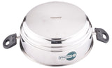 Coconut Stainless Steel Triply Idli Cooker - Glass Lid, Steamer Plate, Heavy Gauge, Thick bottom, Mirror finish, Induction and Gas Stove Based, Sandwich Bottom / Triply Bottom / Idli Cooker with Steamer, Model - Multipurpose Steamer (20 Idlies) with combo
