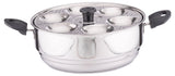 Coconut Stainless Steel Triply Idli Cooker - Glass Lid, Steamer Plate, Heavy Gauge, Thick bottom, Mirror finish, Induction and Gas Stove Based, Sandwich Bottom / Triply Bottom / Idli Cooker with Steamer, Model - Multipurpose Steamer (20 Idlies) with combo