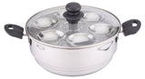 Coconut Stainless Steel Triply Idli Cooker - Glass Lid, Steamer Plate, Heavy Gauge, Thick bottom, Mirror finish, Induction and Gas Stove Based, Sandwich Bottom / Triply Bottom / Idli Cooker with Steamer, Model - Multipurpose Steamer (20 Idlies) with combo
