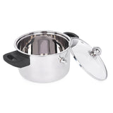 Coconut Stainless Steel - EZY Milk Boiler with Glass Lid, Whistle Indication, Heat Resistant Bakelite Handle, & Knob, Gas & Induction Compactible