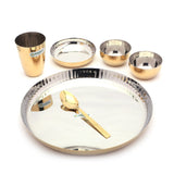 Coconut Stainless Steel With Gold Coating Design Lunch Set/ Dinner Set - 6pc Set