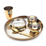 Coconut Stainless Steel With Gold Coating Design Lunch Set/ Dinner Set - 6pc Set