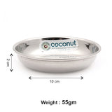 Coconut Stainless Steel Halwa Plate Set of 6 | Mirror Finish Dessert & Sweet Serving Plates | Rust Proof, Food Grade Steel | BPA Free, Dishwasher Safe | Ideal for Halwa, Sweets, Snacks & Daily Use.