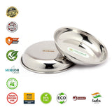 Coconut Stainless Steel Halwa Plate Set of 6 | Mirror Finish Dessert & Sweet Serving Plates | Rust Proof, Food Grade Steel | BPA Free, Dishwasher Safe | Ideal for Halwa, Sweets, Snacks & Daily Use.