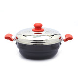 Coconut Hard Anodised Multi kadai 8 idly , Stainless Steel 2plate with steamer - Induction Base