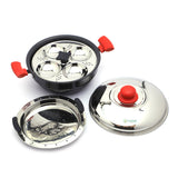 Coconut Hard Anodised Multi kadai 8 idly , Stainless Steel 2plate with steamer - Induction Base