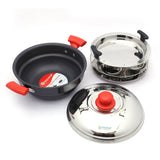 Coconut Hard Anodised Multi kadai 8 idly , Stainless Steel 2plate with steamer - Induction Base