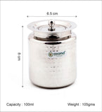 Coconut Stainless Steel Hammered Design Ghee Pot with Lid (GP-07) | Heavy Gauge Mirror Finish Ghee Dhani, Oil Dispenser, Ghee Storage Container, Pickle Jar & Multipurpose Bharani for Kitchen & Dining Use | 1 Piece.