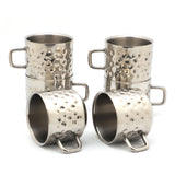 KCL Stainless Steel Double Wall Hammered Tea & Coffee Mug Set – 100ml Each (Set of 6) | Insulated Mirror Finish Small Cups | Heat Resistant | Ideal for Home & Office.