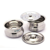 Coconut Stainless Steel Matt Finish Handi with SS Lid For Cook n Serve - Set of 2 - 750ML