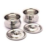 Coconut Stainless Steel Matt Finish Handi with SS Lid For Cook n Serve - Set of 2 - 750ML