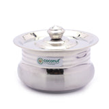 Coconut Stainless Steel Matt Finish Handi with SS Lid For Cook n Serve - Set of 2 - 750ML