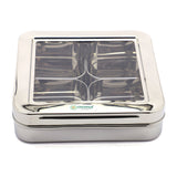 Coconut Stainless Steel Dry Fuit Tray/Box With Four Cups With Acrylic Lid - 1 Unit