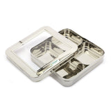 Coconut Stainless Steel Dry Fuit Tray/Box With Four Cups With Acrylic Lid - 1 Unit