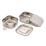 Coconut Stainless Steel Square Double Decker Lunch Box - 1 Unit (2 Tier with Plate)