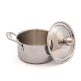 Coconut Triply Cookpot Stainless Steel Saucepot with Stainless Steel Lid with Riveted Handles - Induction and Gas Stove Friendly, Easy Grip Handle