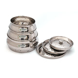 Coconut Lotus Stainless Steel Mirror Finish Hammered Dish/Handi For Cook n Serve -  pack of 3