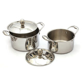 Coconut Triply Cookpot Stainless Steel Saucepot with Stainless Steel Lid with Riveted Handles - Induction and Gas Stove Friendly, Easy Grip Handle - Pack of 2
