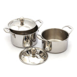 Coconut Triply Cookpot Stainless Steel Saucepot with Stainless Steel Lid with Riveted Handles - Induction and Gas Stove Friendly, Easy Grip Handle - Pack of 2